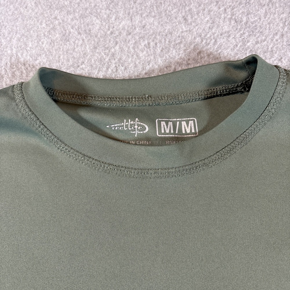 Reel Life Green Long Sleeve Sun Protecting Shirt Lightweight Men's Sz M Wave - Picture 3 of 12
